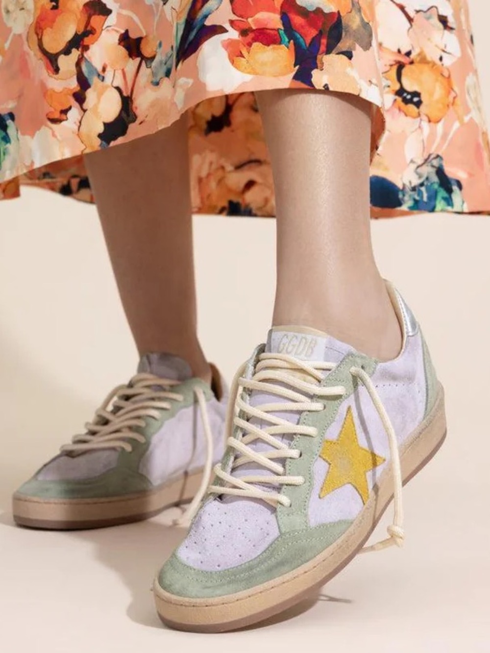 Golden Goose Ball Star Sneaker Lilac Suede/ Sage/Honey/Silver sz 39 New in Box - Picture 2 of 13